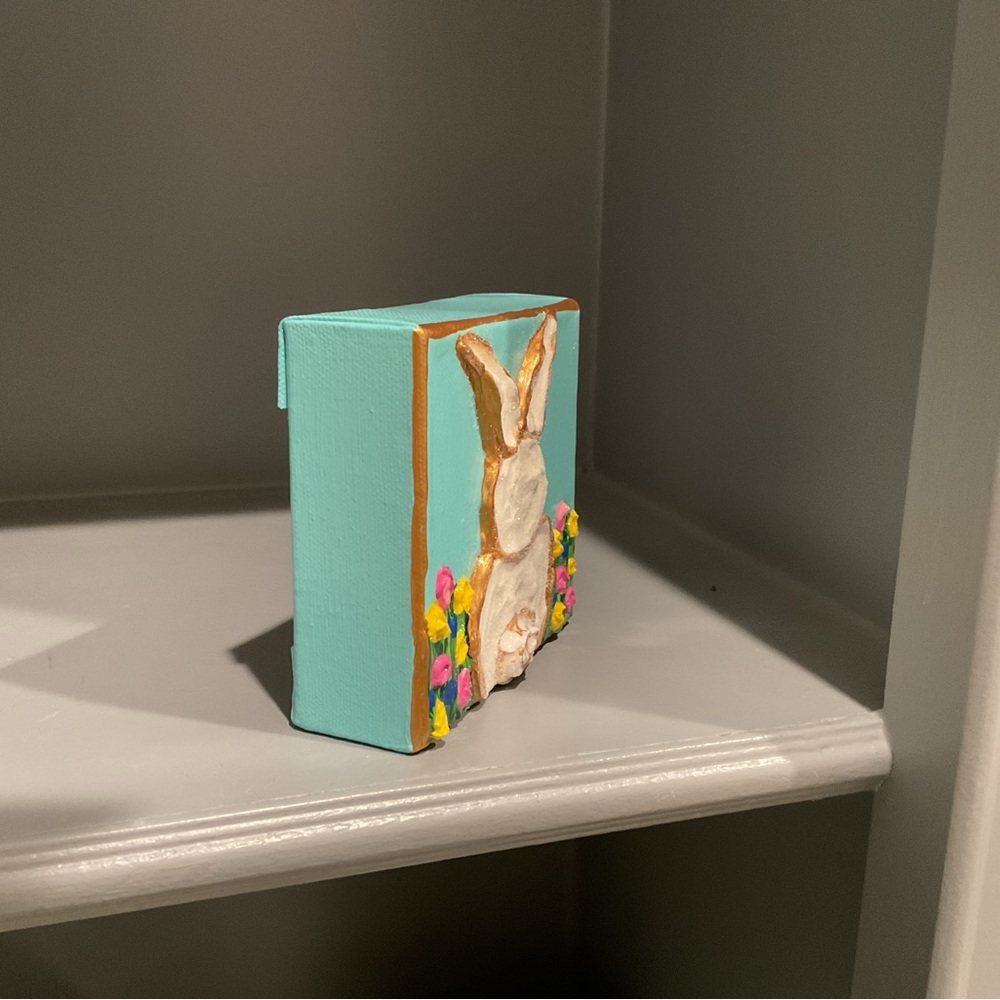 🔴Easter or Baby Nursery Art🔴Sparkly Colorful Bunny Canvas Art🔴Original Art🔴 - Picture 4 of 7